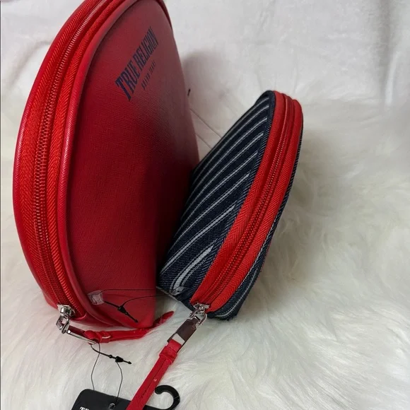 True Religion Red and Black Striped Toiletry Bag - Picture 4 of 5